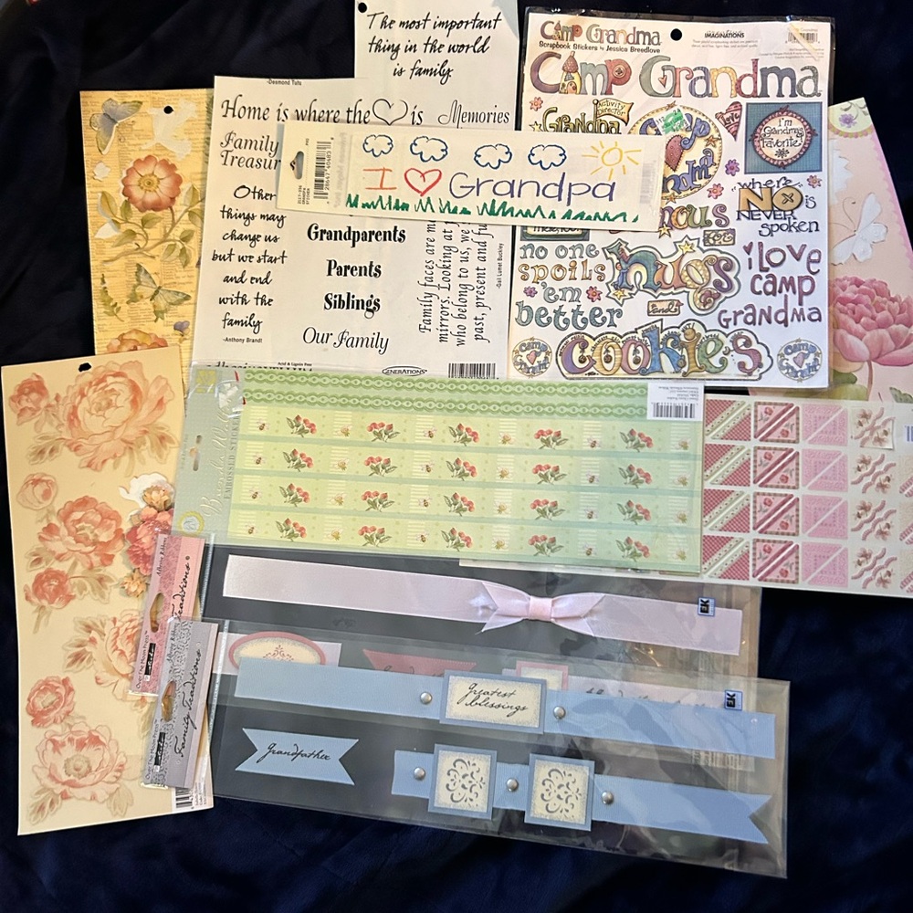 Assorted Scrapbooking Stickers and Embellishments